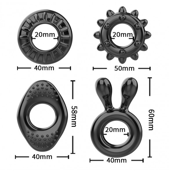 PLEASE ME - Delay Cock Rings (Full Set 4 Pieces - Set A)